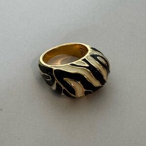 Vintage St. John's Bay Gold and Black Zebra Pattern Ring